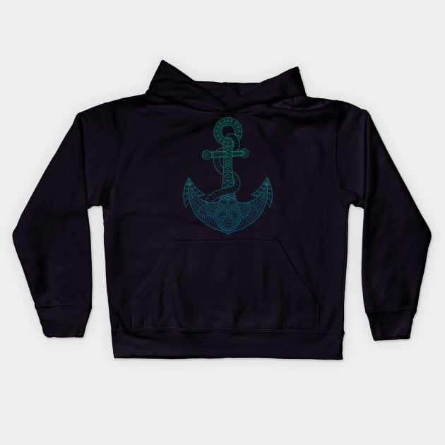 Anchor - Sea Blue Ombre Kids Hoodie by theMeticulousWhim